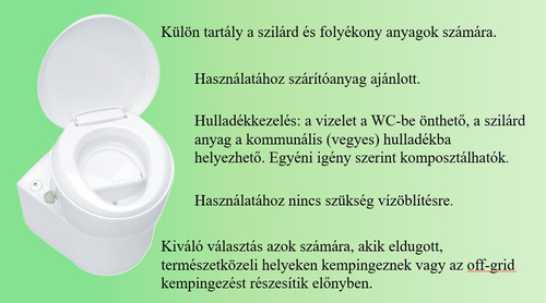 S220-S szeparációs toalett jellemzői
